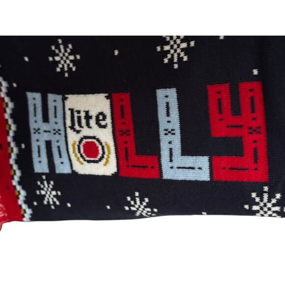 Miller Lite Beer Holly Jolly Winter Scarf Ugly 2020 Christmas Holiday Party - Picture 4 of 9